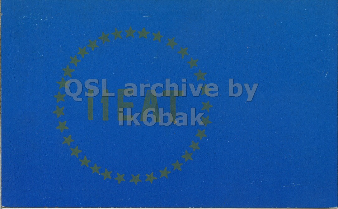Front QSL card, of I1EAT to I1LCN, July 25, 1970, PH mode. And contains this text: QSL archive by ik6bak QSL archive by ik6bak.
