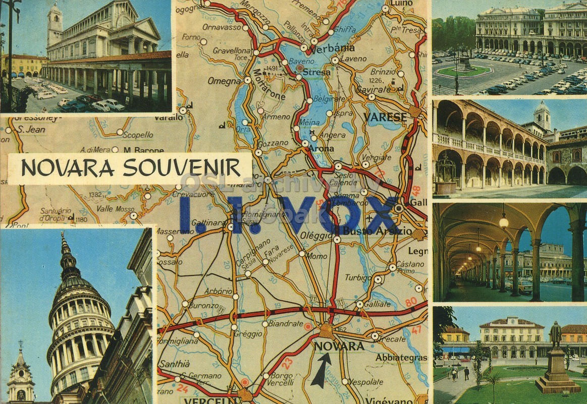 Front QSL card, of I1VOX to I1LCN, December 20, 1970, AM mode. The QSL image contains the following objects: Neighborhood, Building, Plot, Person, Tower. And contains this text: Luino remeno 20 Toce Pallanza Intrao 12 Ornavasso Ghiffa Forno Gravellonat Werbánia 28 ella Toce 5 Baveno Stresa Brinzid Omegna Belgirate 16 spra varailo Armeno Sésin VARESE 26 S. Jean Orta Scopello Angera on Gozzano Arona A.diMeraO M Rarone 12 Vergiate NOVARA SOUVENIR لم 61 16 SA 1382 Crevacuore 22 Gall Valle Mosso Santuário d'Oropa 1180 Gattinara Somma Busto 48 30 Legn Momo Fara 14 20 Cástano Carpignano Novarese K2 Sésia Primo 30 Turbigo Luino remeno 20 Toce Pallanza Intrao 12 Ornavasso Ghiffa Tresa Forno Gravellonat Werbánia 28 ella Toce 5 Baveno Stresa Brinzid Omegna Belgirate 16 spra varailo Armeno Sésin VARESE 26 S. Jean Orta Scopello Angera on Gozzano Arona A.diMeraO M 12 Vergiate NOVARA SOUVENIR لم Calende Sesto 61 16 SA 1382 Crevacuore 22 Gall Valle Mosso Santuário d'Oropa 1180 Gattinara Somma Busto 48 30 Legn Momo Fara 14 20 Cástano Carpignano Novarese K2 Sésia Primo 30 Turbigo.