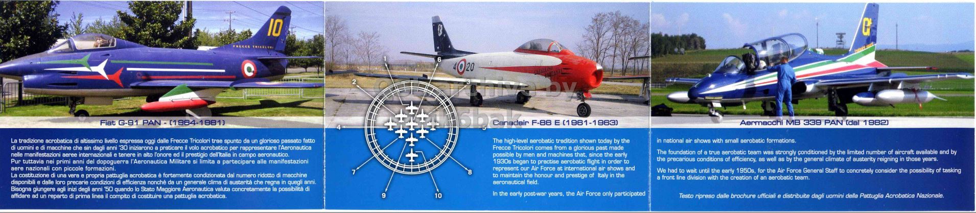 Right QSL card, of II3PAN to IK2GRA, September 11, 2010, CW mode. The QSL image contains the following objects: Airport, Airfield, Airplane, Jet, Person. And contains this text: C 10 6 4 2 by Fiat G-91 PAN -1964-1981) Aermacchi MB 339 PAN (dal 1 1882) 4 La tradizione acrobatica di altissimo livello espressa oggi dalle Frecce Tricolori trae spunto da un glorioso passato fatto The high-level aerobatic tradition shown today by the in national air shows with small aerobatic formations. di uomini e di macchine che sin dagli anni '30 iniziarono a praticare il volo acrobatico per rappresentare l'Aeronautica Frecce Tricolori comes from в glorious past made The foundation of a true aerobatic team was strongly conditioned by the limited number of C 10 6 4 2 by Fiat G-91 E Aermacchi MB 339 PAN (dal 1 1882) 4 La tradizione acrobatica di altissimo livello espressa oggi dalle Frecce Tricolori trae spunto da un glorioso passato fatto The high-level aerobatic tradition shown today by the in national air shows with small aerobatic formations. di uomini e di macchine che sin dagli anni '30 iniziarono praticare il volo acrobatico per rappresentare l'Aeronautica Frecce Tricolori comes from glorious past made The foundation of true aerobatic team was strongly conditioned by the limited number of.