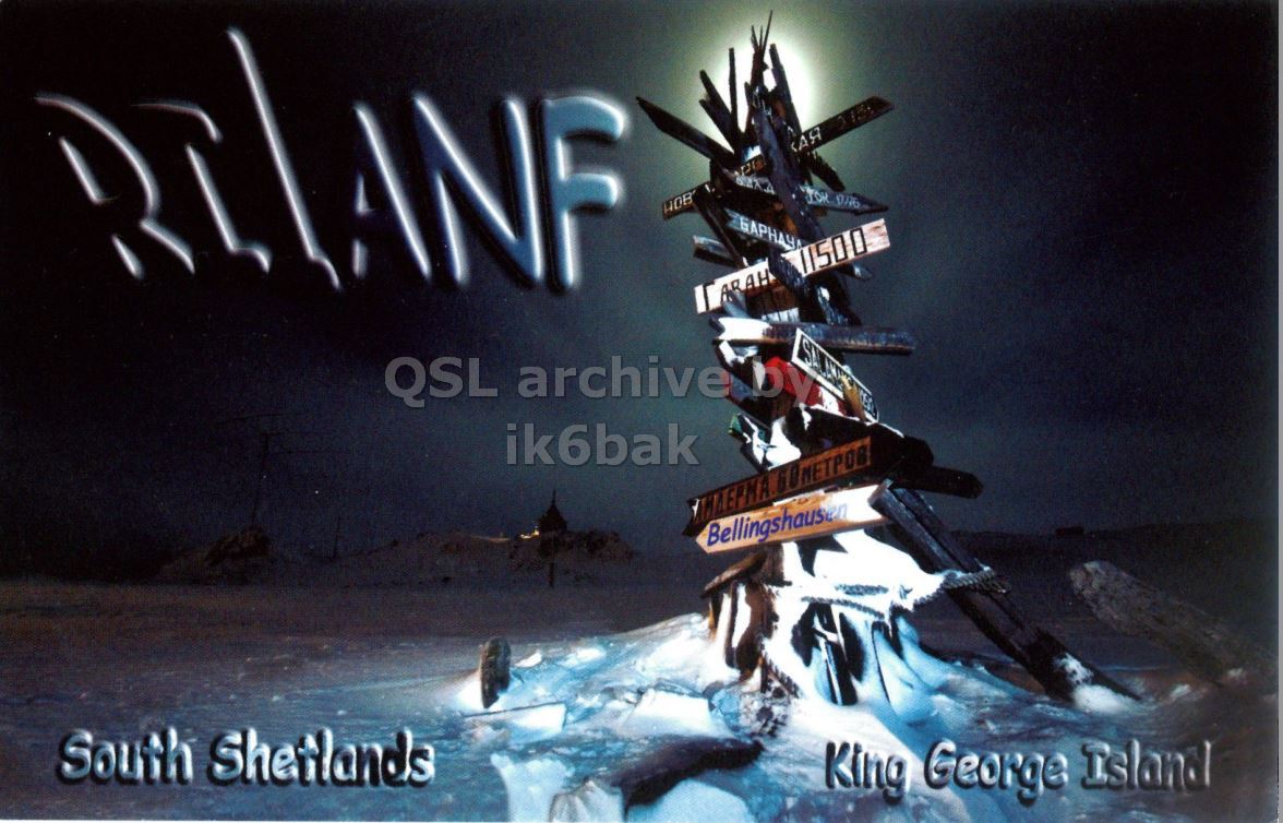 Front QSL card, of RI1ANF to IK2GRA, May 9, 2012, CW mode. The QSL image contains the following objects: Book, Publication, Nature, Outdoors. And contains this text: ANF HOB' БАРНАЧ 11500 ARAH QSL archive.by ik6bak Bellingshausen King George Island ANF HOB' БАРНАЧ 11500 ARAH QSL archive.by ik6bak Bellingshausen South King George Island.