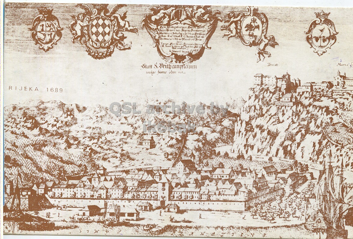 Front QSL card, of YU2ARS/P to I6LCN, August 5, 1973, AM mode. The QSL image contains the following objects: Art, Painting, Archaeology. And contains this text: Statt S. Beith ampflaum RIJEKA 1689 QSL Statt S. Beith ampflaum RIJEKA 1689 QSL.